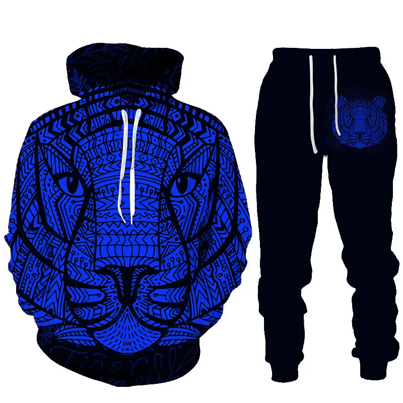 

Мужской комплект из пуловера и спортивных брюк, с 3D-принтом леопарда