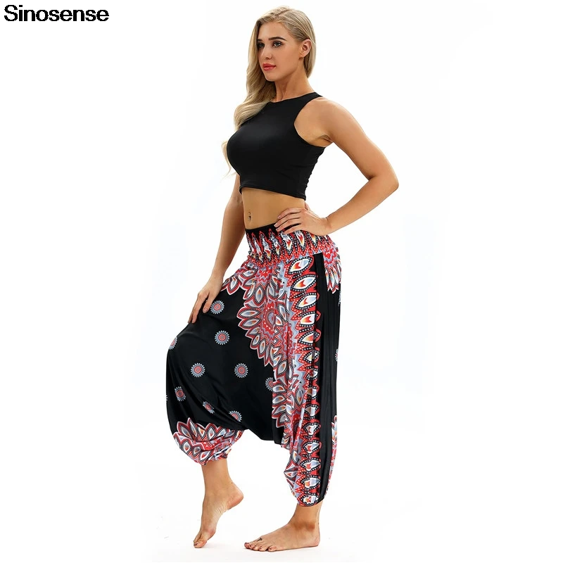 

Women Sports Fitness Dance Harem Pants 2020 Print Casual Loose Wide Leg Harem Trousers Elastic Waist Baggy Pants Pantalon Femme