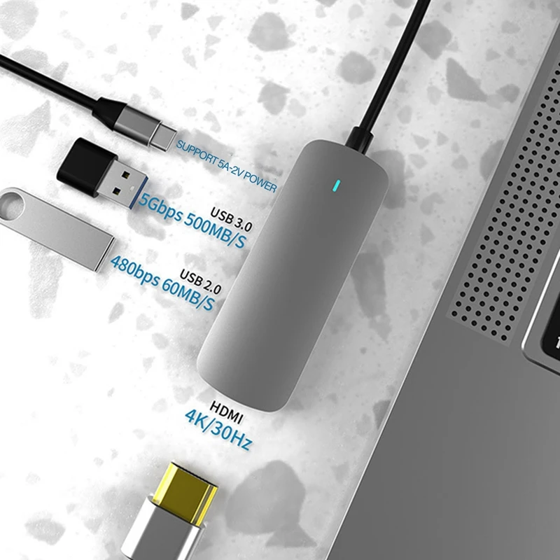 

Type C to HDMI/PD Docking Station 4-In-1 Multi-Function Converter Type HUB Docking Station, Suitable for Apple Computers