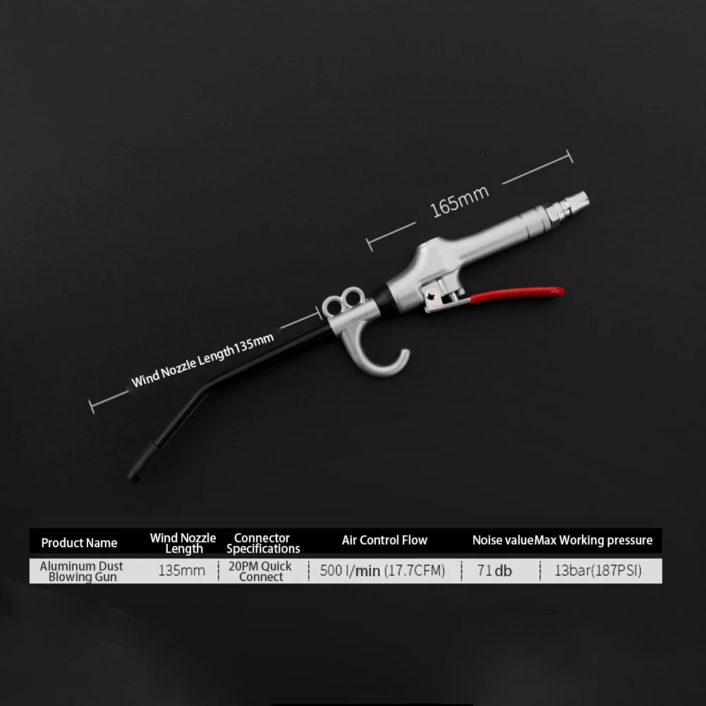 

Aluminum Alloy Dust Blowing Guns Pistol Type Cleaning Tool Bent Nozzle For Construction Machinery Equipment Auto Repair