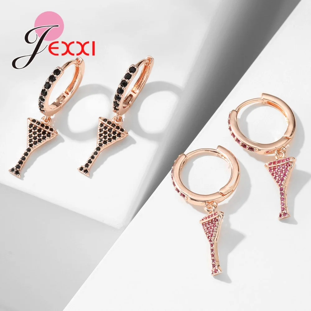 Женские длинные серьги-подвески из розового золота с фианитом | Украшения и