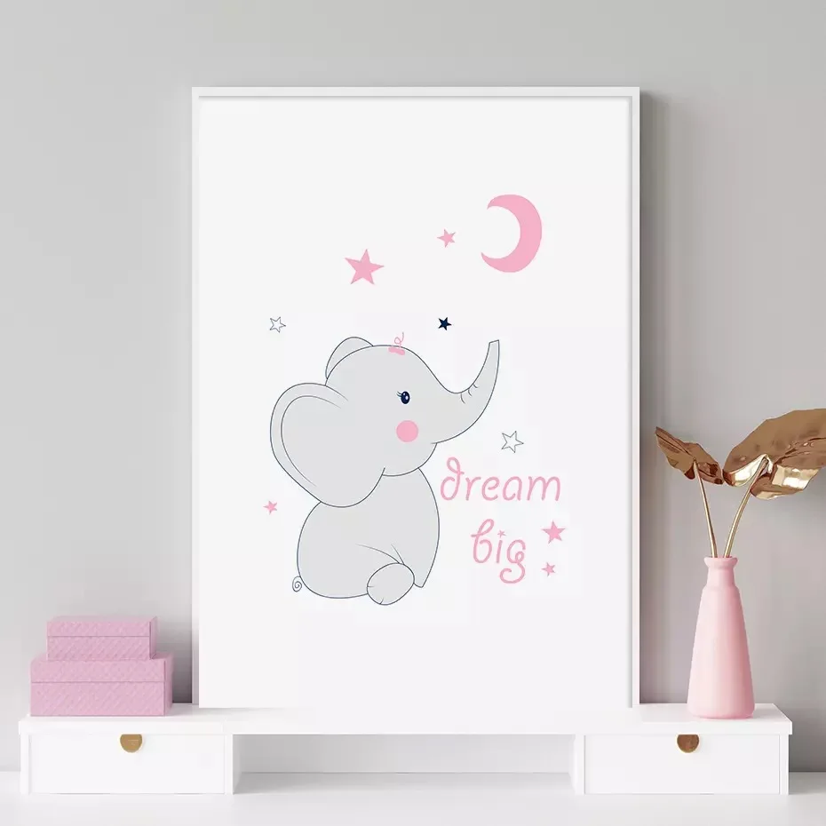 Настенные художественные плакаты принты розовый слон мечты картины для детской