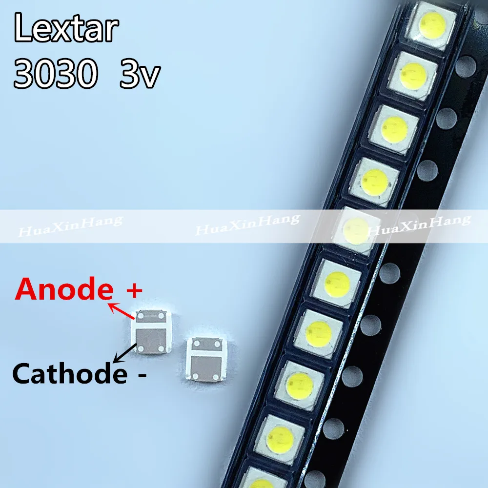 1000pcs LED Backlight Original For Lextar 2W 3030 3V Two-Chips Cool white 80-90LM TV Application new Zener diode