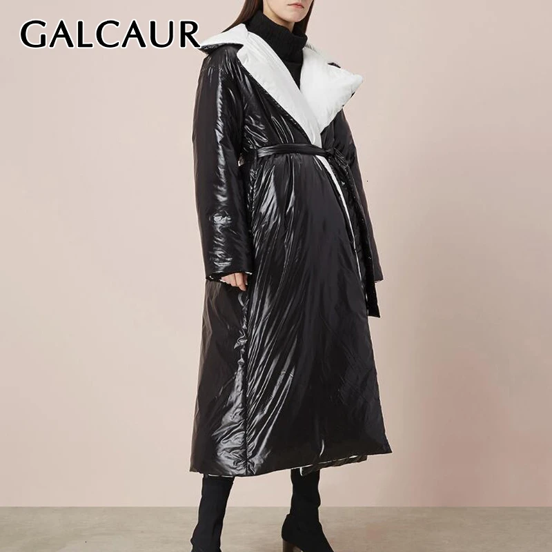 Женское хлопковое пальто из ПУ кожи с длинным рукавом и воротником