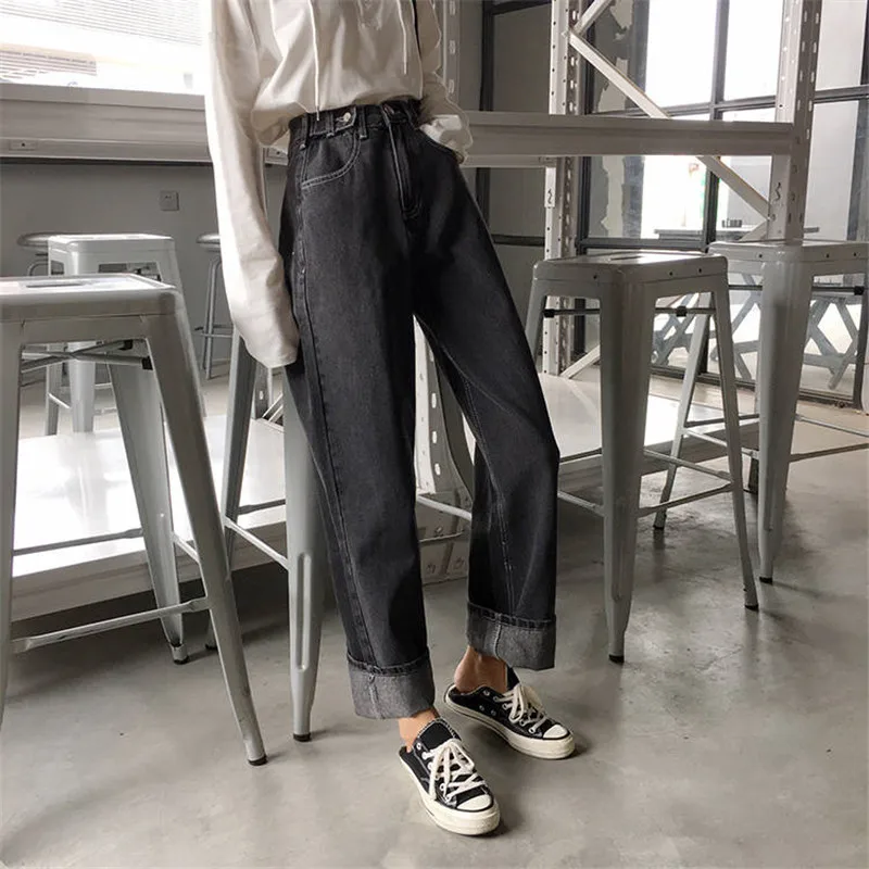 Джинсы Mom женские свободные с завышенной талией повседневные длинные джинсы