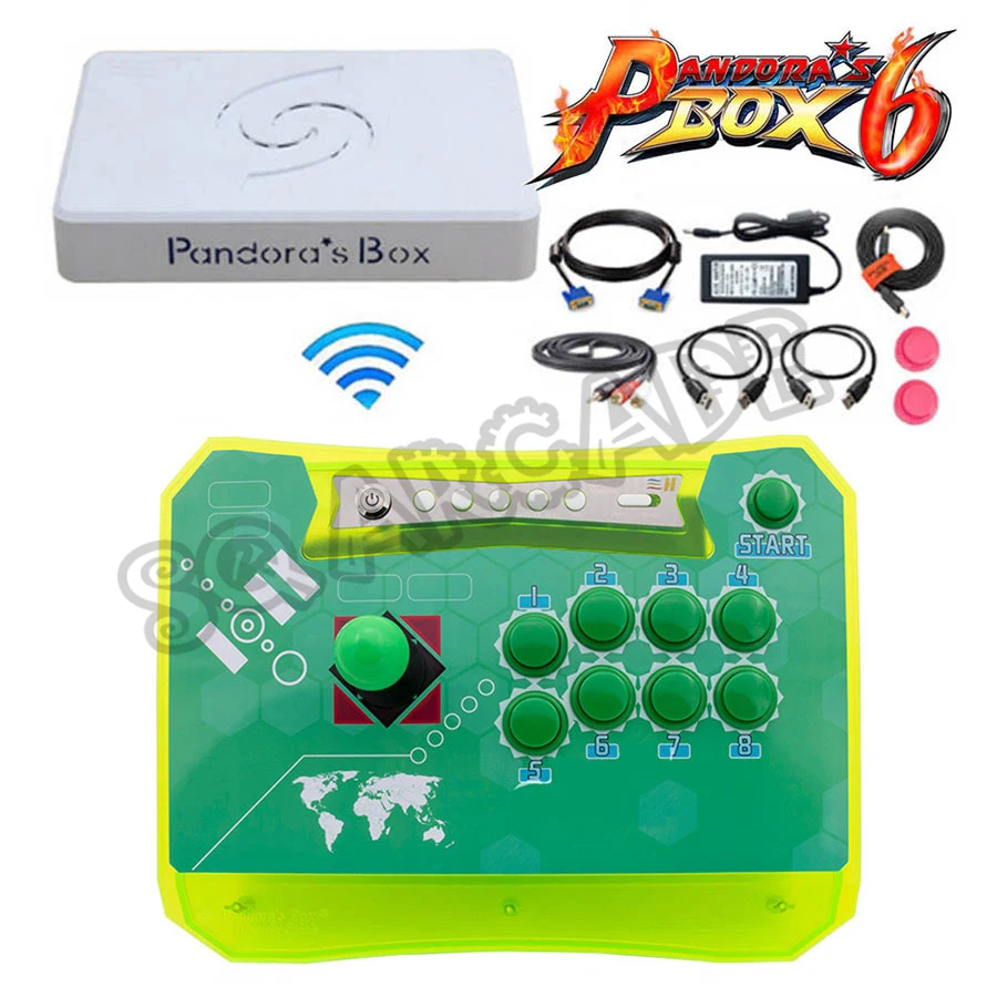 

Pandora Box 6 1300 в 1 беспроводная Консоль 2 игрока беспроводной джойстик аркадный контроллер Джойстик можно добавить 3000 игр fba mame ps1 3d