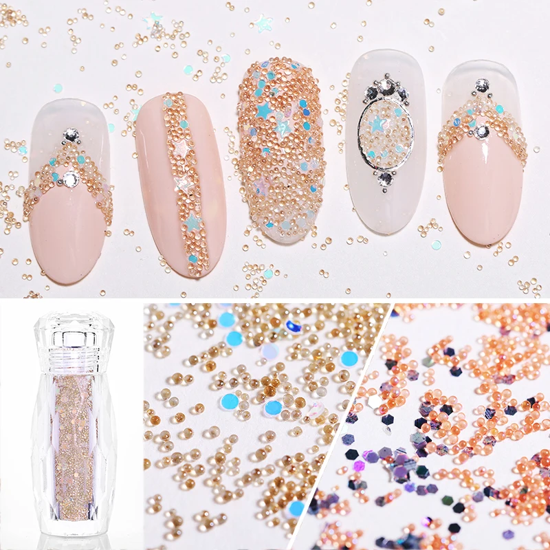 1 коробка 3D бусины для ногтей смешанные узоры черный синий в форме звезды DIY