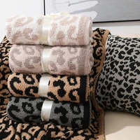 knitted blanket leopard print jacquard sofa cover warm bedspread nap nordic blankets for bed home decor throw blanket portable