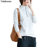 leisure turtleneck bottomed t shirts female long sleeves tees autumn 2021 new womens bamboo cotton solid color white t shirt