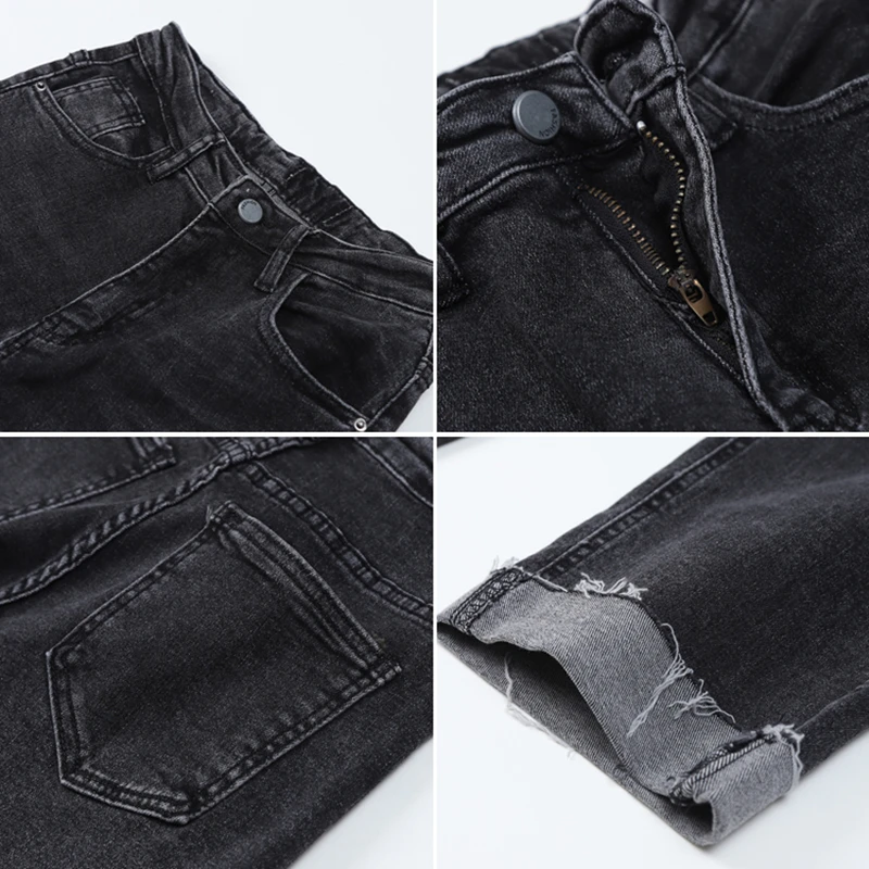 

Women's Jeans 2021 Spring Baggy Casual Harajuku Streetwear High Waist Trouser Versatile Vintage Black Grey Straight Pants