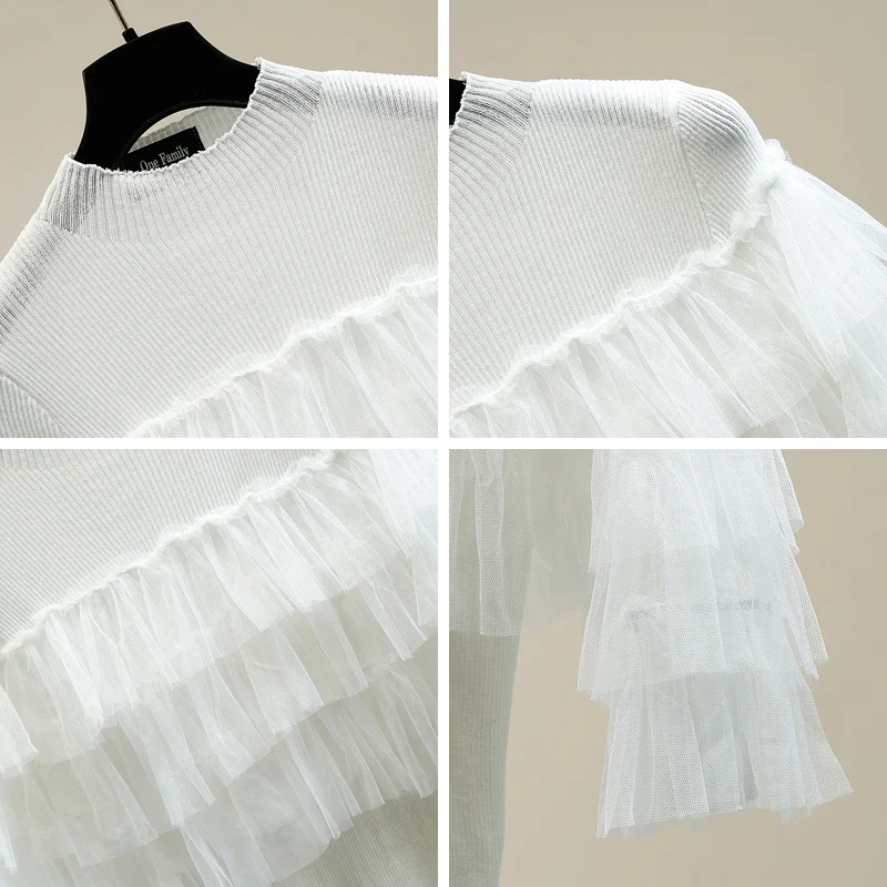 Женский топ с милой многослойной сеткой в виде листьев лотоса облегающая