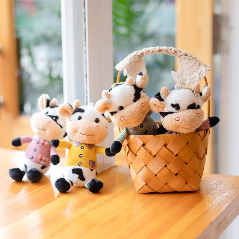 

15CM Mini Cattle Stuffed Plush Toys Cute Colorful Cattle Pendant Dolls Gifts Cartoon Animals Keychain Doll Backpack Pendant Gift