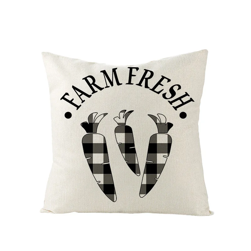 

Easter pillowcase black and white plaid linen pillowcase sofa cushion cover Amazon cross-border home wholesale