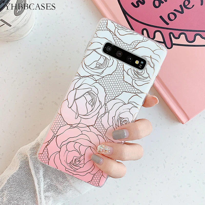 Чехлы YHBBCASES для Samsung Galaxy S8 S9 S10 Plus шикарные мягкие чехлы с градиентными линиями и