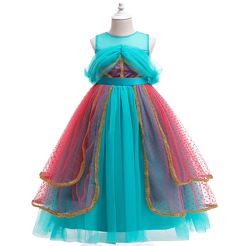 Disney Princess Jasmine Girls Dress Aladdin Lamp Kids Cosplay Costumes Christmas Party Tutu Halloween Clothing |