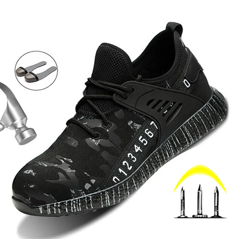 

Ботинки мужские сетчатые, дышащие, стальной носок, защита от ударов, удобные рабочие ботинки, летняя обувь