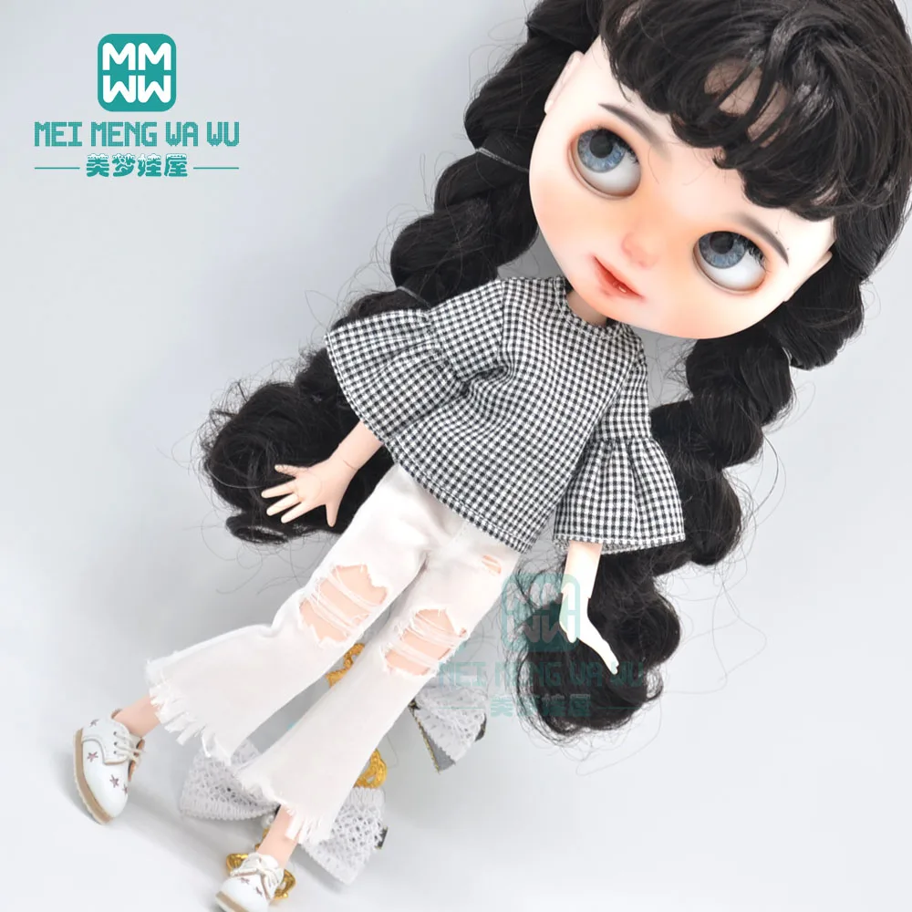 Одежда для кукол Blyth 1 шт. модная клетчатая рубашка джинсы кожаная обувь blyth azone OB22