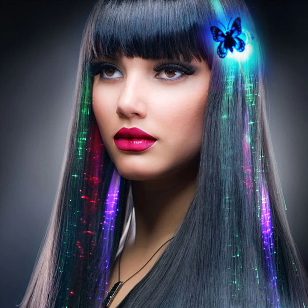 

Хэллоуин Рождество красочные бабочки светящаяся коса вспышка коса led волоконно-оптические волосы день Рождения Вечеринка развеселить рекв...