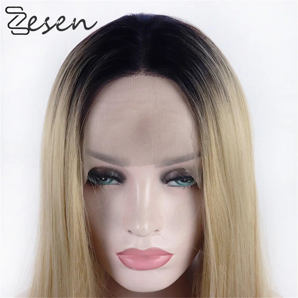 

ZESEH Ombre Blonde Natural Wave Synthetic Wig Heat Resistant Lace Front Wigs Transparent Lace 13x4 Lace Wig with Baby Hair