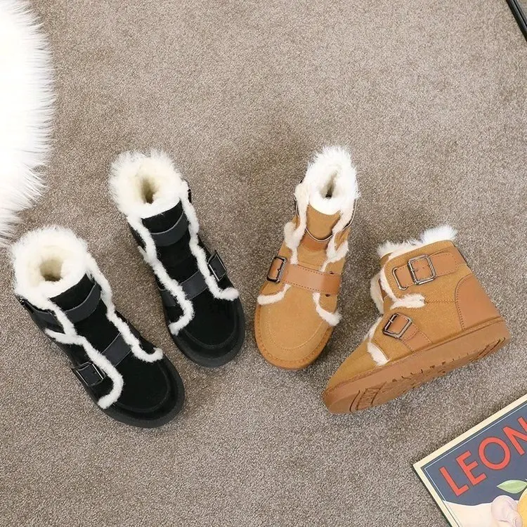 

2021 Winter New Warm Shoes Women Platform Snow Boots Long Plush Fashion Brand Ladies Ankle Boots Female botas mujer Black Shoes