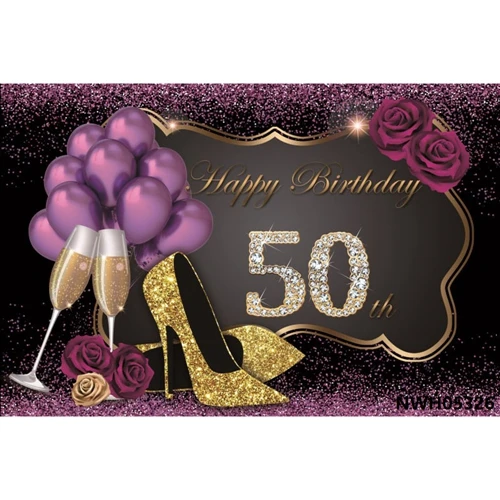 30th 50th день рождения золотистый воздушный шар розовый фиолетовый фон на заказ Виниловый фон для фотостудии Фотофон - Цвет: NWH05326