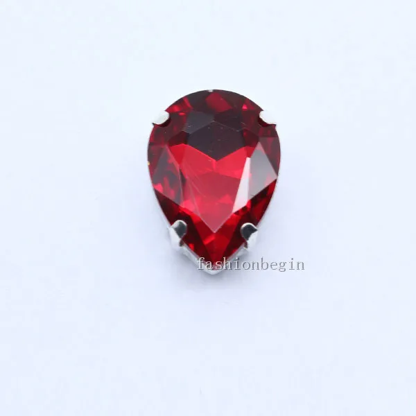 siam 4x6 6x 8 10 x14 13x18 18*25 20x30x30x40 мм 24 цвета каплевидные стеклянные камень шить на Кристальный, серебряный, со стразами основание кнопки для одежды - Цвет: siam
