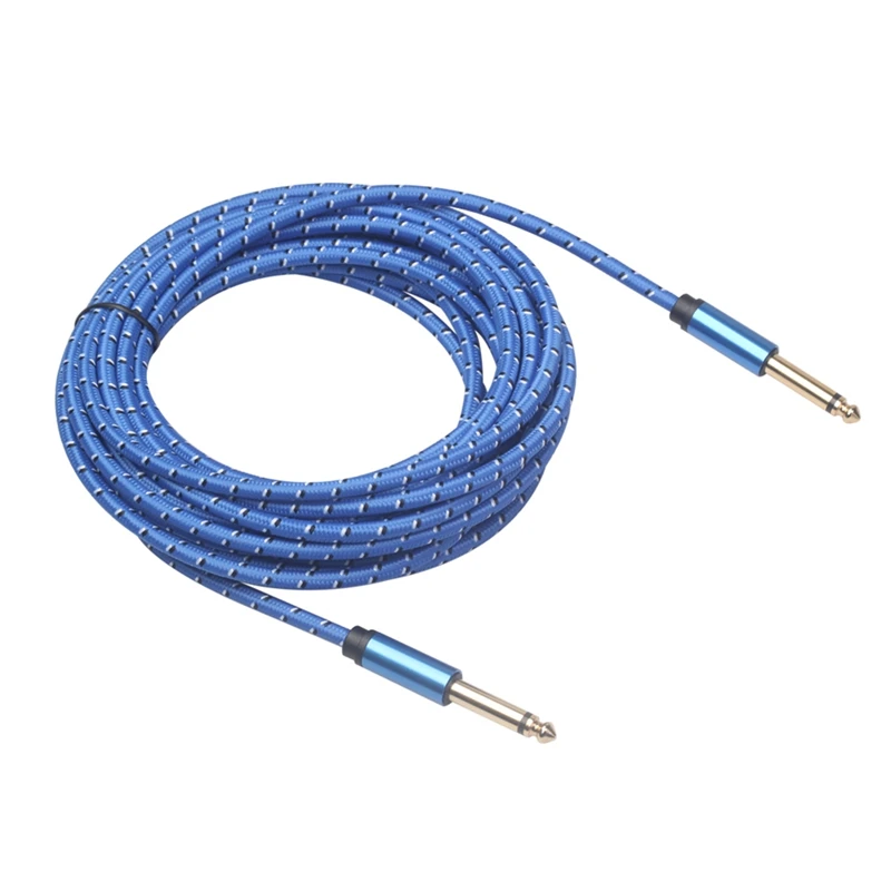 

Sophomore Core 6.35MM Male to Male Mono Blue Woven Net Electric Guitar Audio Cable 6 Meters Good Contact Performance