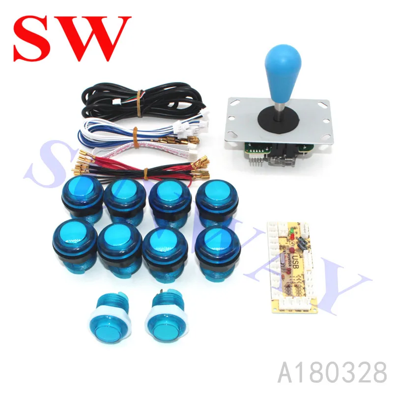 Горячая DIY аркадный комплект 1 плеер Нулевая задержка USB к ПК Sanwa стильный джойстик аркадная игра части машины для игры Jamma Fighting - Цвет: Синий