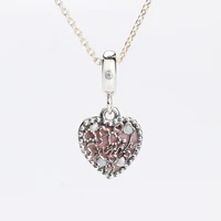 hot s925 sterling silver new concentric pendant heart pendant fit original bracelet necklace