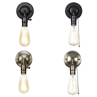 2022 new pull chain switch scones led wall lights chrome loft style retro vintage iron bedroom wall lamp bedside lampen stair