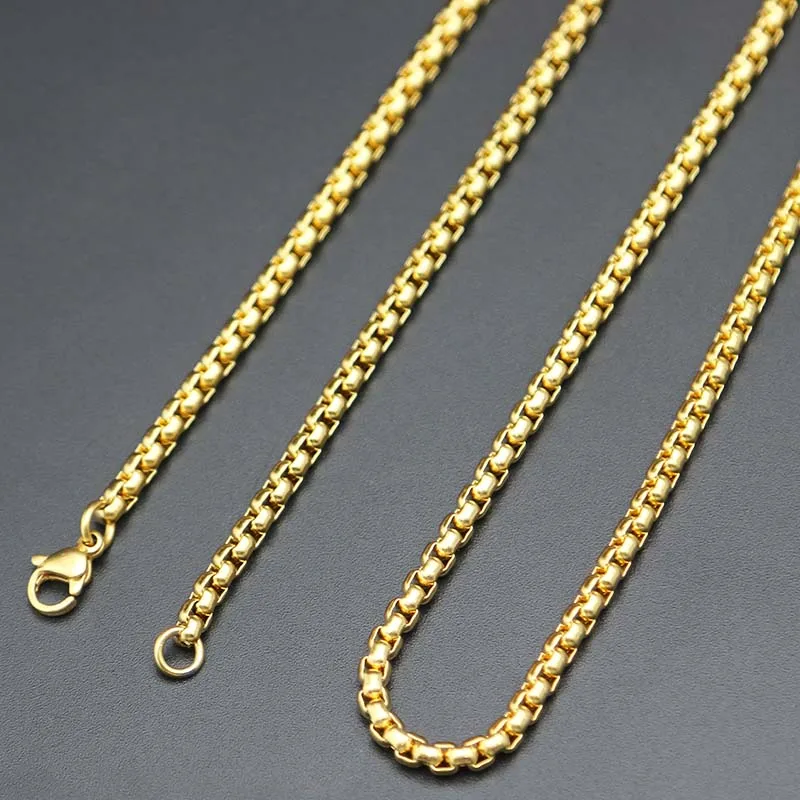 Длинное Ожерелье Серебряная с золотом цепь 2 мм 3 5 ожерелье из нержавеющей стали