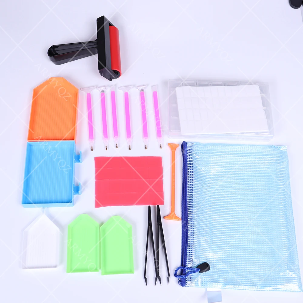 

38PCS Diamond Painting Tools Accessories Kits with Tray Organizer 5D DIY Diamond Painting Roller Storage Box Ideal Gift