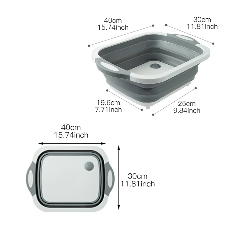 

Kitchen Collapsible Dish Pans Chopping Board Strainer Vegetable Basket Portable Wash Basin Dishpan Tub Drainer Plug for RV Sink