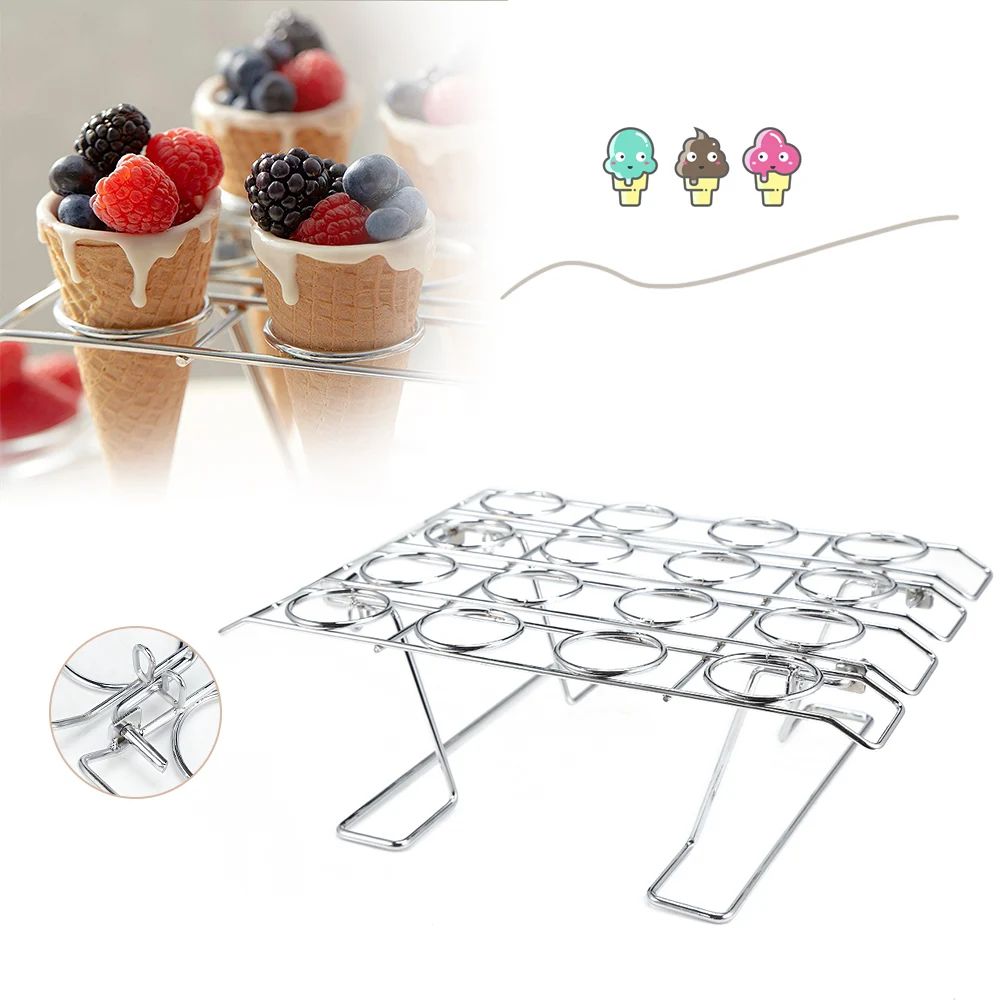 16 Holes Cupcake Cone Baking Rack DIY Cooling Ice Cream Holder Stainless Steel Cake | Дом и сад