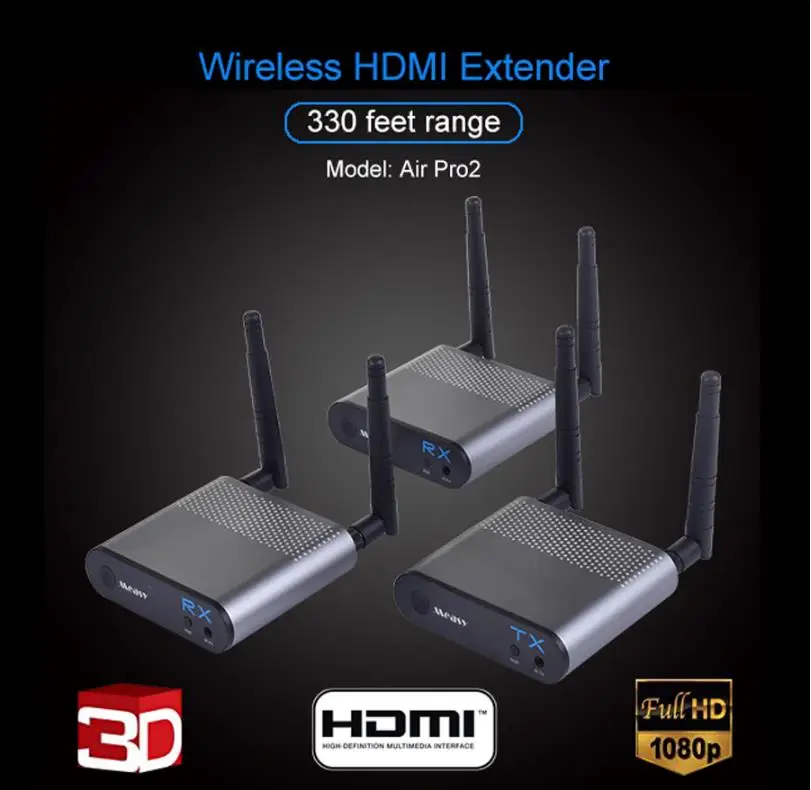 Measy Air Pro 100M/330FT 2 4 ГГц/5 8 ГГц Беспроводной Wi Fi HDMI Аудио Видео удлинитель передатчик