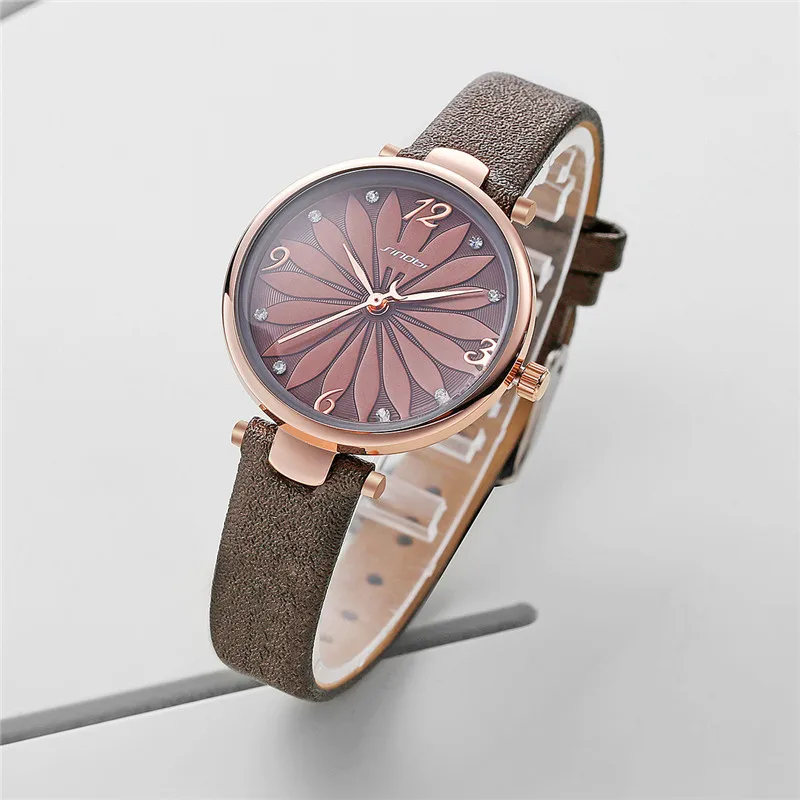 Женские часы с цветами роскошные дамские женские модные кварцевые кожаным