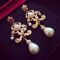 retro luxury baroque bride earring for women euramerican palace vintage pop pearl earrings