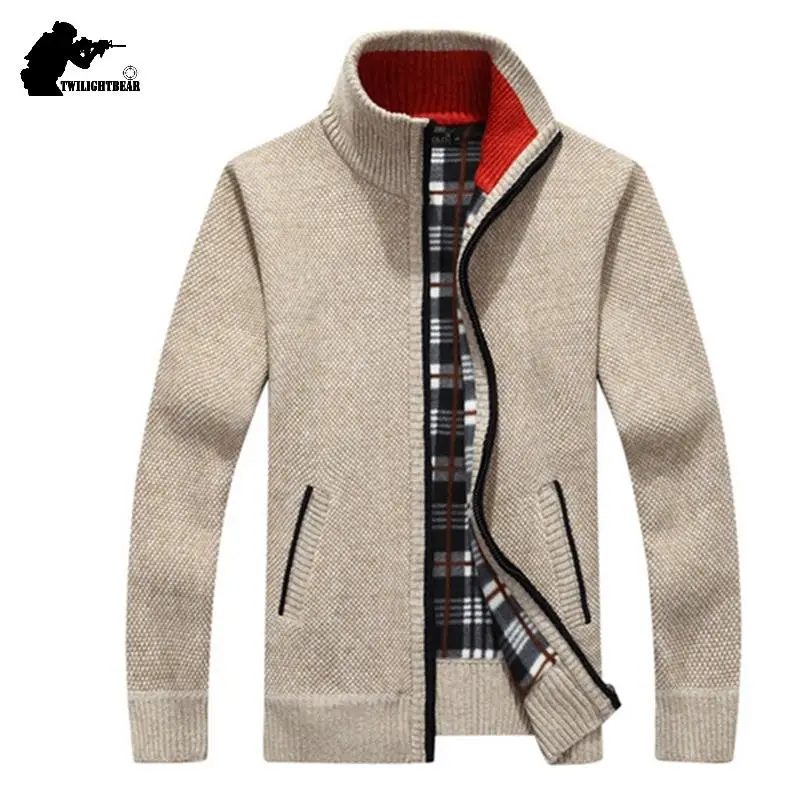 Winter Mens Fleece Sweate male sweater coat Autumn Warm Cashmere Slim Fat Wool Zipper Casual Sweater Men Knitted Coat | Мужская одежда