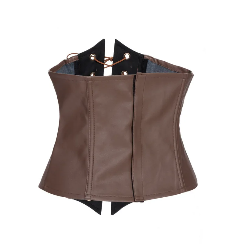 

WYS.JL Women's Short Sexy Brown PU Fashion Strappy Corset Plus Size S-2XL