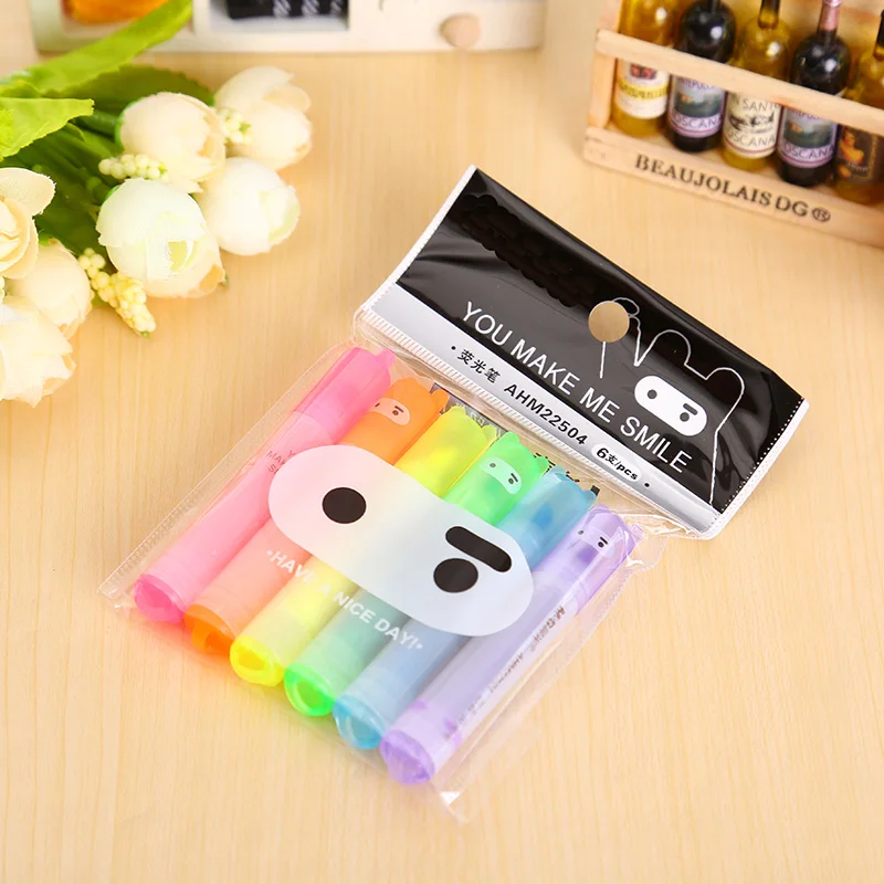 

6 pcs/lot rabbit mini highlighter pen marker pens kawaii stationery material escolar papelaria writing school supplies