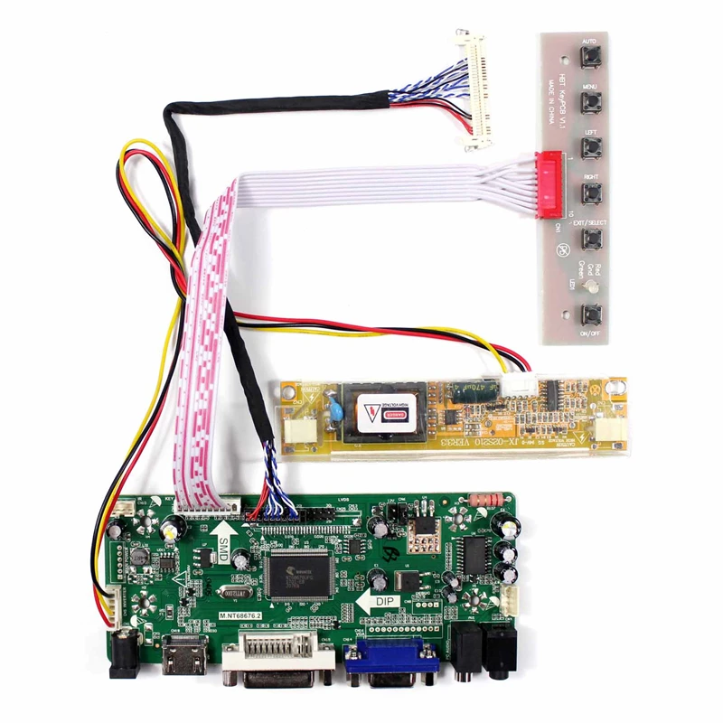 

Controller Board for N184H4-L01 / N184H4-L02 / N184H4-L03 / N184H4-L04 LCD Panel 1920×1080 DVI+VGA+HDMI-Compatible Driver Board