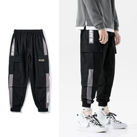 2021 men side pockets cargo harem pants ribbons black hip hop casual male joggers trousers fashion casual streetwear pants 5xl