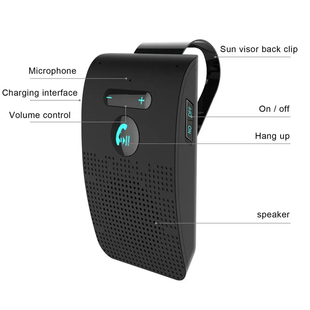 Sp09 Sun Visor Car Hands-Free Call Receiver Support Dual Connection One-Click Answer Built-In 550Mah Lithium Battery | Автомобили и