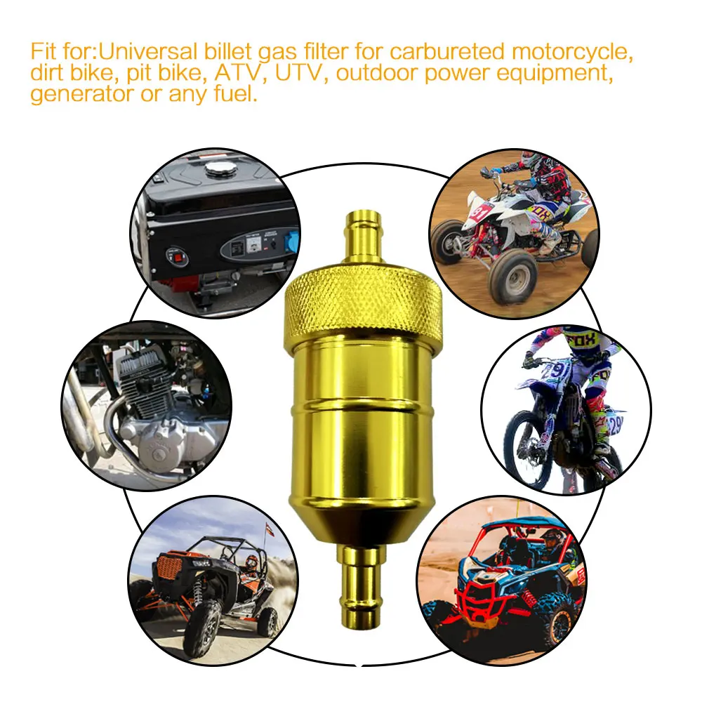 

Universal 1/4''6mm Inline Gas Fuel Filter for Motorcycle Dirt Bike ATVSilver - Golden