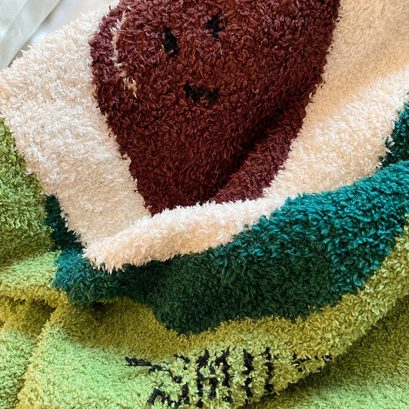 

New Green Avocado Nightdress Ladies Sleep Dress Coral Fleece Sleepwear Long Thick Homedress Warm Nightgown Super Soft Nightdress