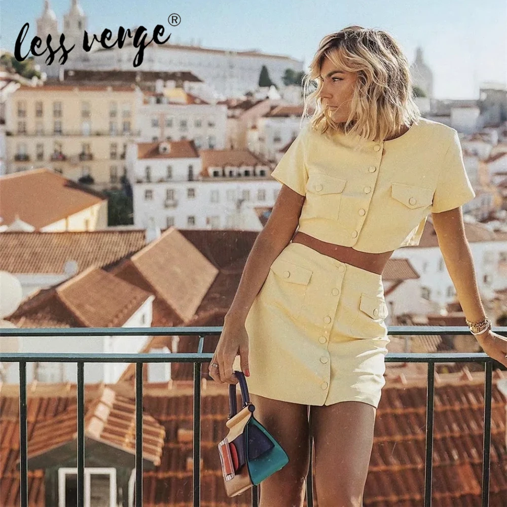 Женский комплект из двух предметов Lessverge однотонный короткий топ с коротким