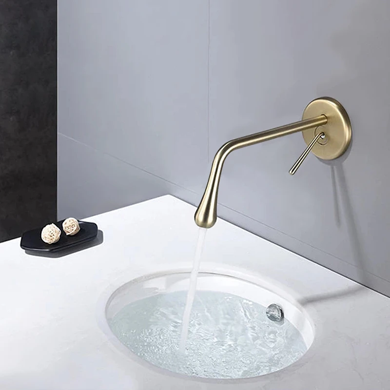 

Скрытый смеситель для раковины, металлический, серый, черный, цвет под золото, настенное крепление