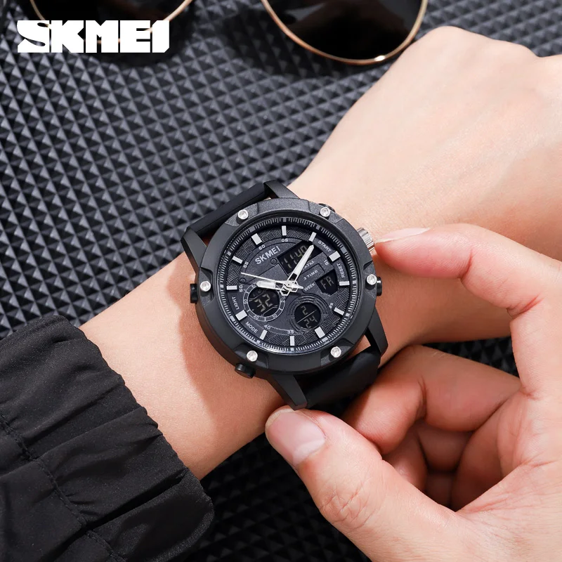 

SKMEI 3 Time Digital Watch Mens Watches Men Wristwatches Fashion 100M Waterproof Swim Sport Stopwatch Men Watch LED reloj hombre