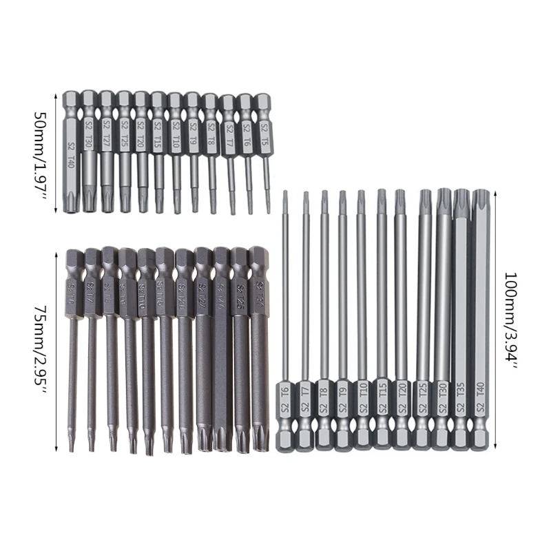 

11/12pcs Tamper Proof Security Drill Bit Set Torx Screwdriver Flat Head 1/4" Hex Bits