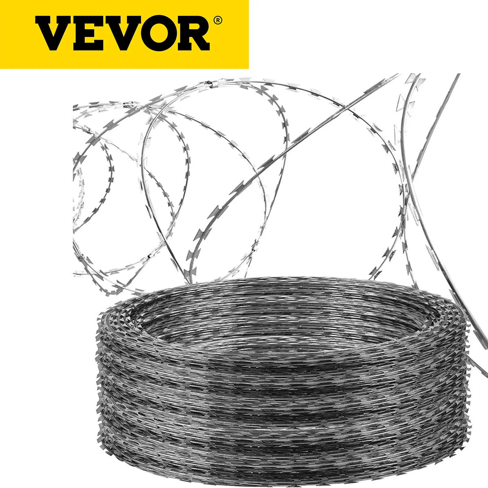 

VEVOR Razor Wire Galvanized Barbed Wire Razor Ribbon Barbed Wire 18 inches 250 Feet 5 Coils Per Roll Helical Barbed Wire Fence